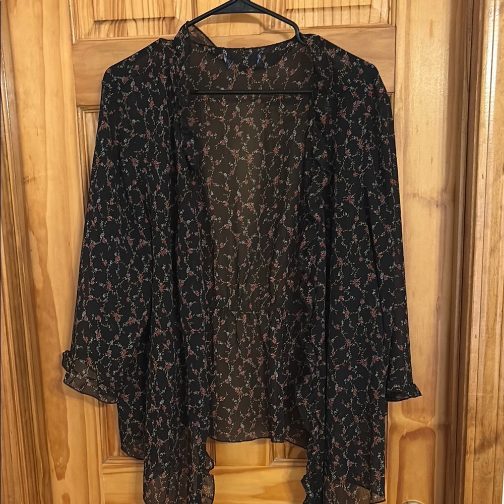 Floral Sheer Black Kimono